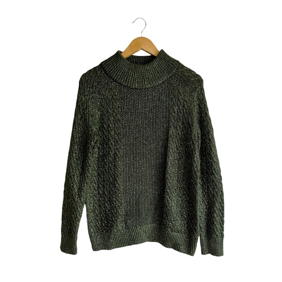 🌹2 for $20🌹 H&M Glittery Cable Knit Sweater Pullover Dark Green. Size XS - Picture 2 of 8